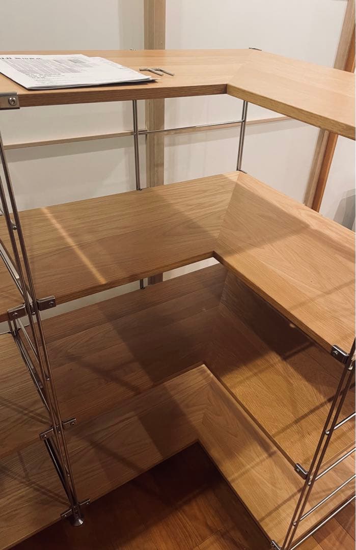 地震対策にも！無印良品 ステンレスユニットシェルフコーナー棚・中セット