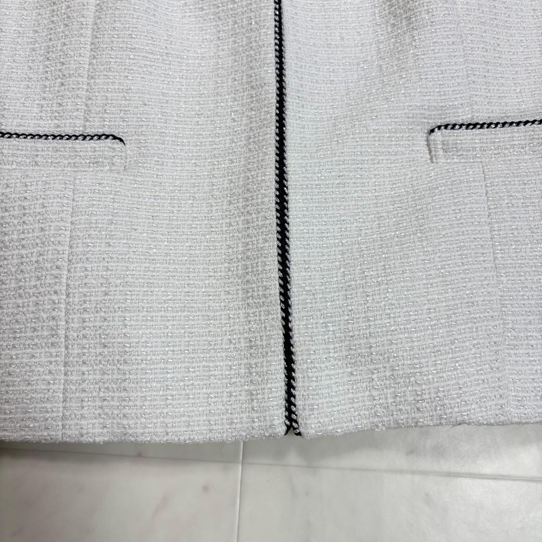 23区★美品★大きいサイズ ライトシャインツイード ノーカラー ジャケット