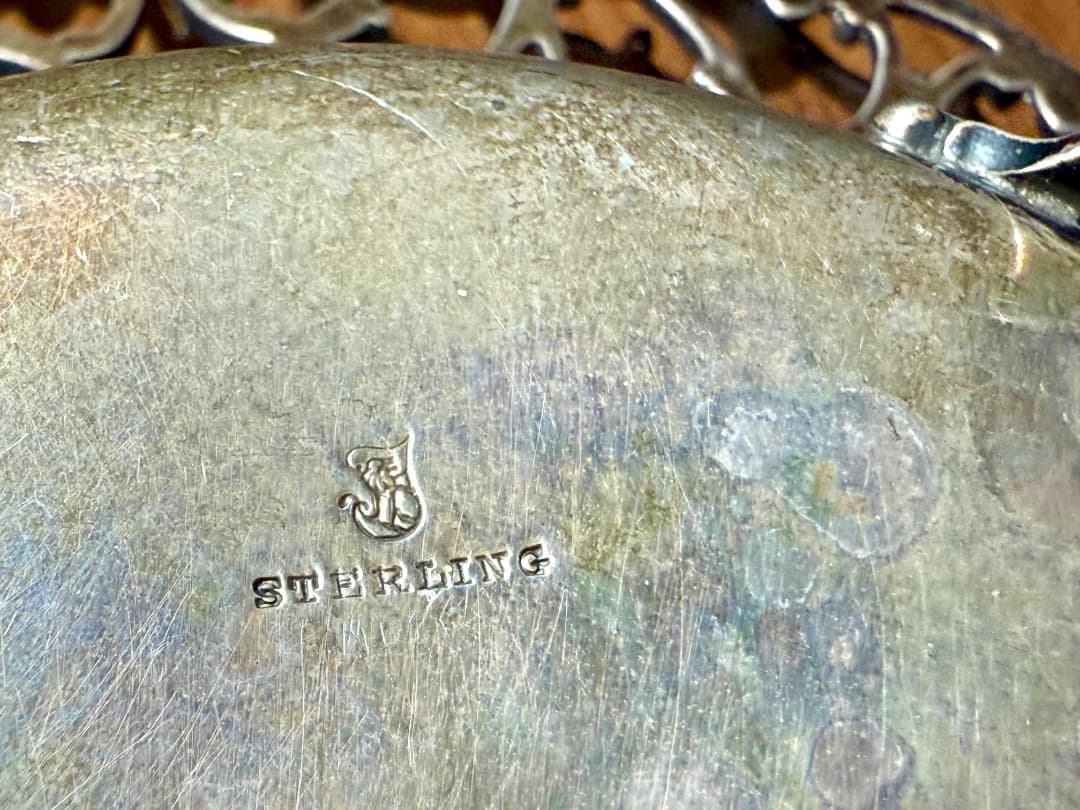 【アンティーク】純銀 米製 STERLING 透かし細工バスケット