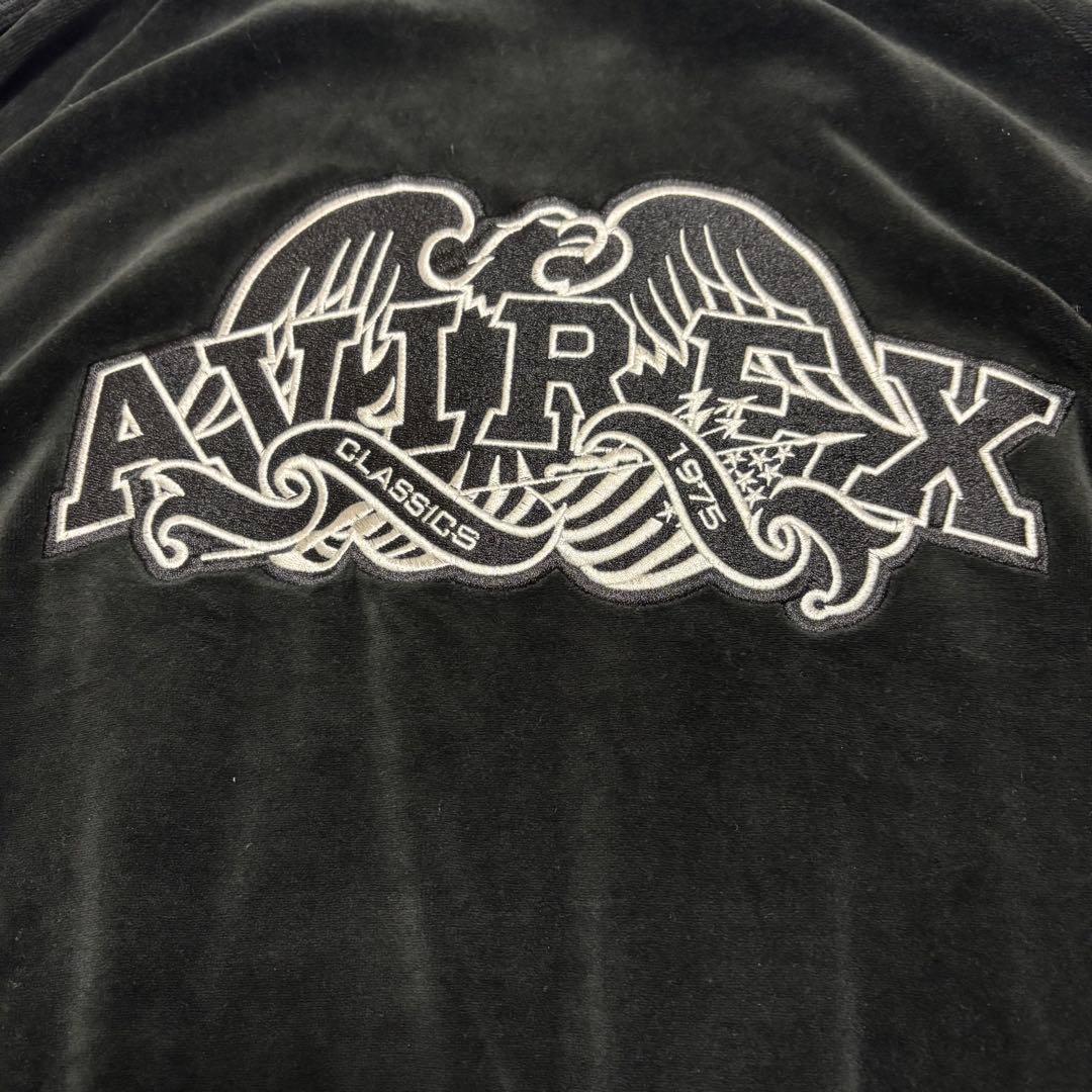 AVIREX ベロアトラックジャケット 黒 2XL ビッグサイズ 美品