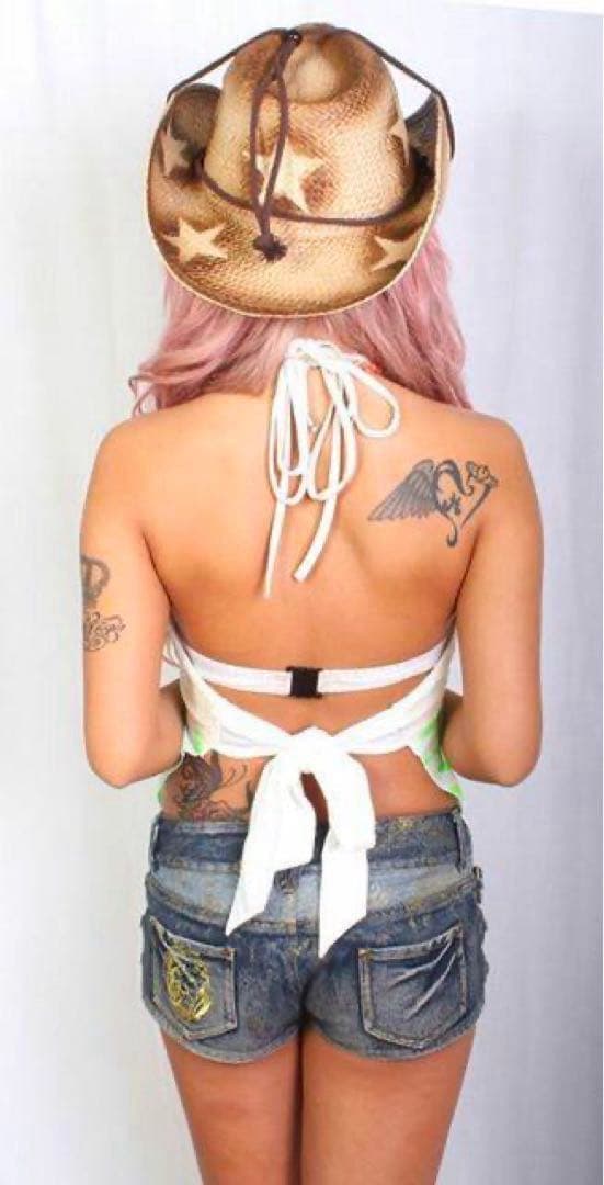 【GALEO】d.i.a.系 ゼブラ柄エプロンキャミ ネオングリーン×ホワイト