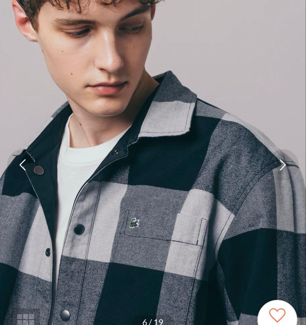 専用LACOSTEプレーンxバッファローチェックリバーシブルシャツアウターサイズ