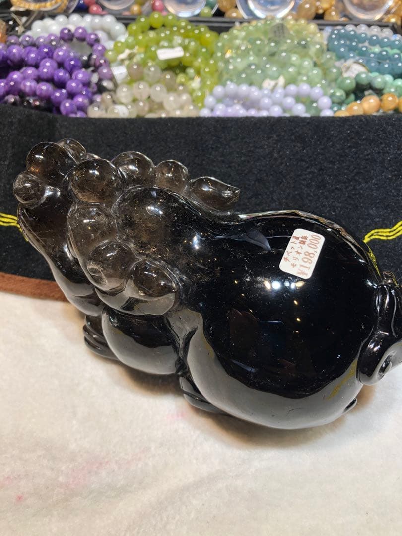 高品質　チベット産　モリオン貔貅　手彫り　置き物　天然石　パワーストーン　風水