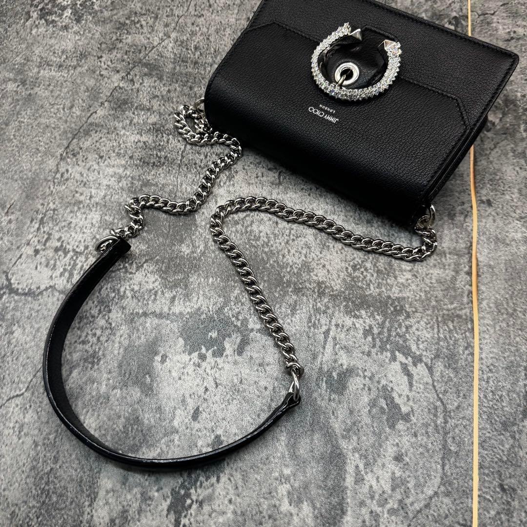 未使用級✨ジミーチュウ マデリン クリスタル チェーン ショルダーバッグ レザー