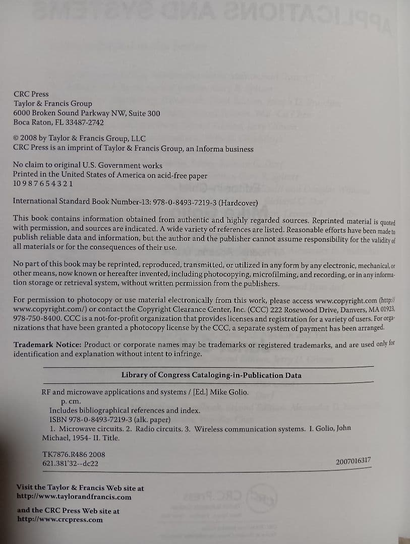 洋書 RF AND MICROWAVE APPLICATIONS AND SYSTEM