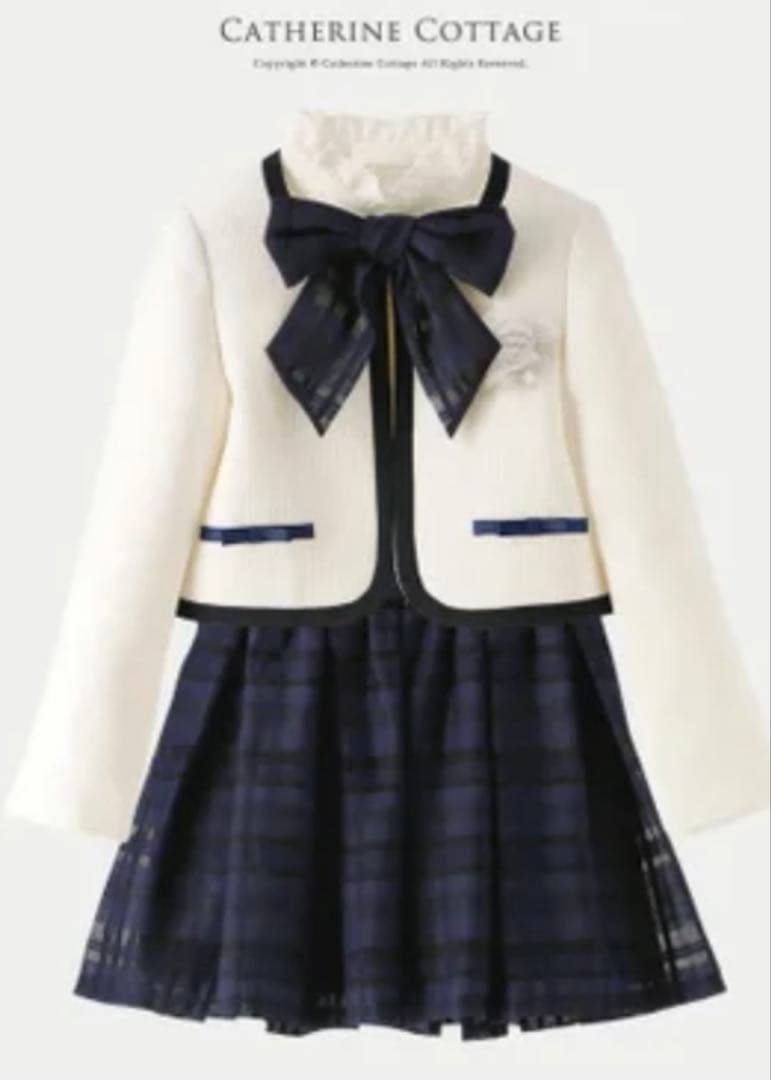 〈新品〉Catherine Cottage女の子フォーマル130 入学式 白×紺