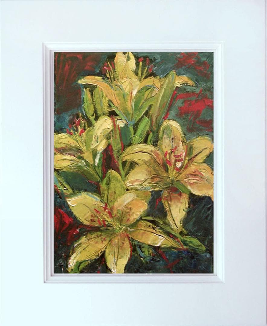油絵 菅家令子 絵 絵画 インテリア 額付(黒) uF6-112102 花ゆり