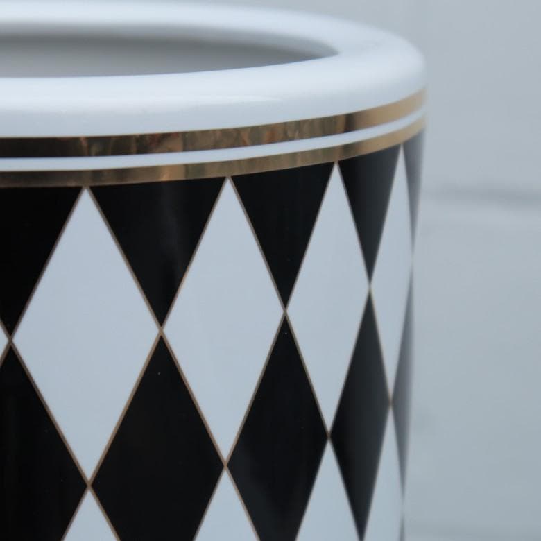 傘立て アンブレラスタンド 陶器製 ブラック x ホワイト モダン アート