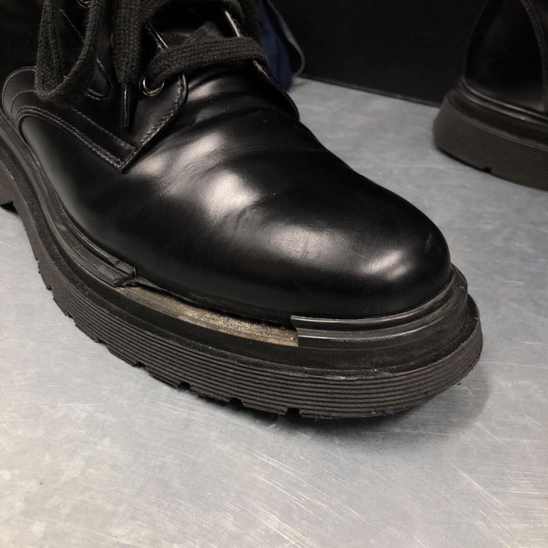 GQ4800◇PRADA : 2UE011 コンバットブーツ◇8◇黒 難あり