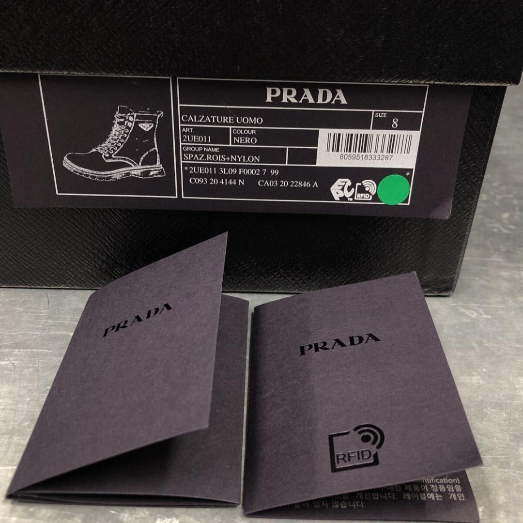 GQ4800◇PRADA : 2UE011 コンバットブーツ◇8◇黒 難あり