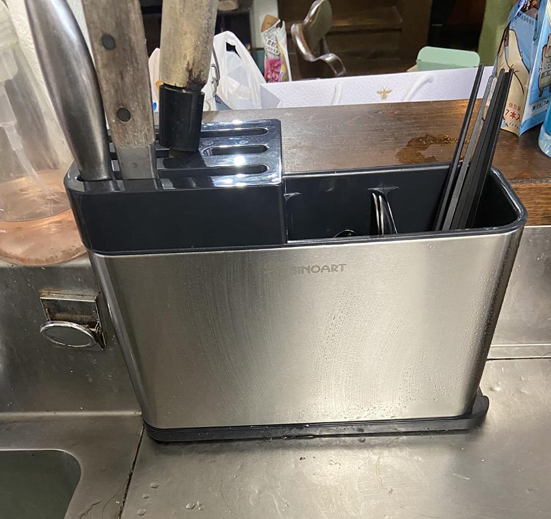 多機能ステンレス包丁スタンド キッチンツール収納可能 耐久性 高級感