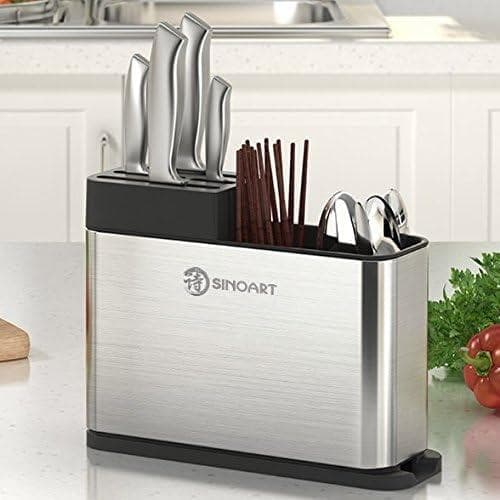 多機能ステンレス包丁スタンド キッチンツール収納可能 耐久性 高級感