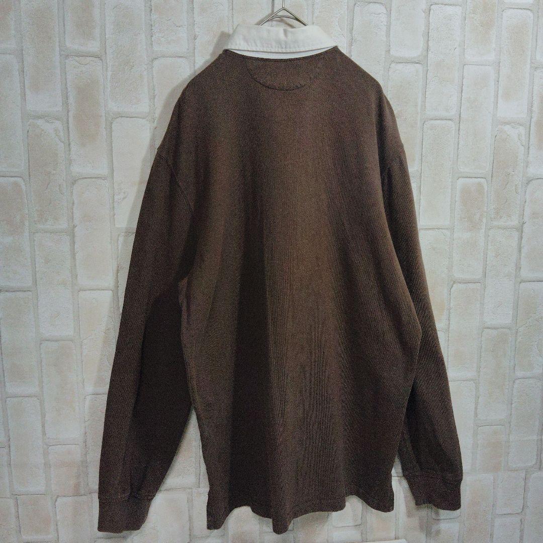 ポロラルフローレン　ラガーシャツ　長袖　ブラウン　刺繍　ロゴ