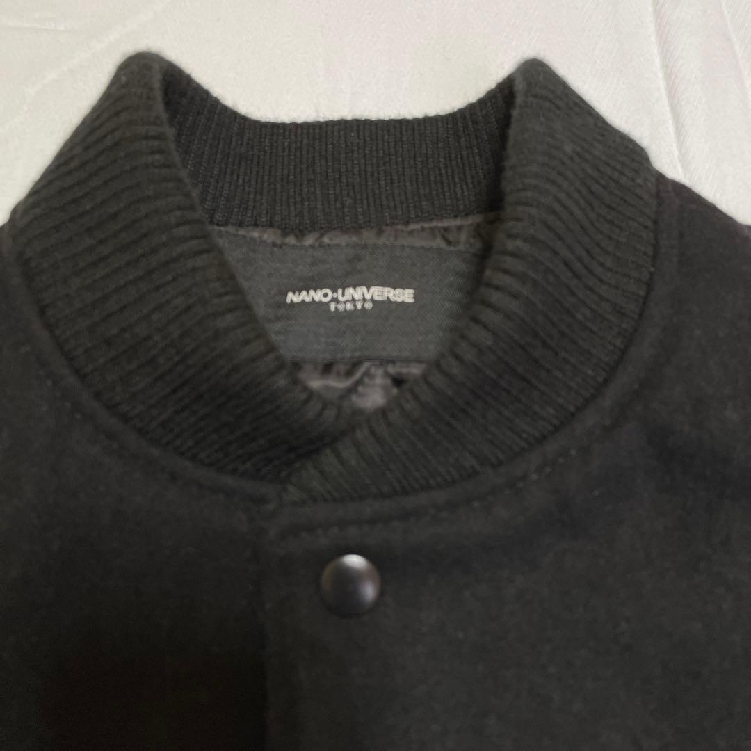 ナノユニバース 袖レザー メルトンスタジャン サイズＭ 黒