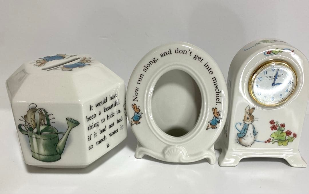 ウェッジウッドピーターラビット 貯金箱 写真立て 置時計 旧刻印 イギリス製