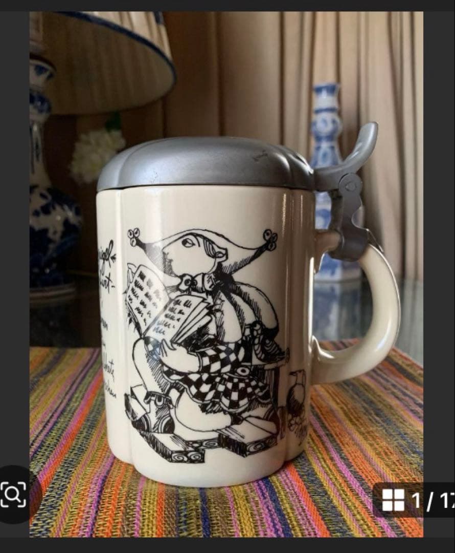 ビヨンヴィンブラッド　ビンテージニモール窯の大型22㎝の少女と鳥柄のボール絵皿！