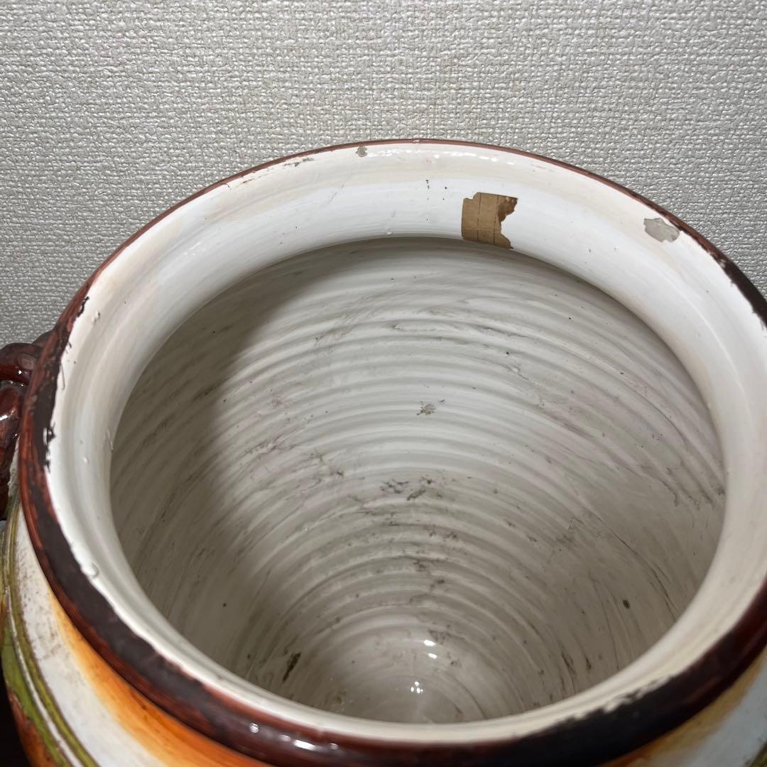 イタリア 傘立て 手彫り　テラコッタ　手描き アンティーク