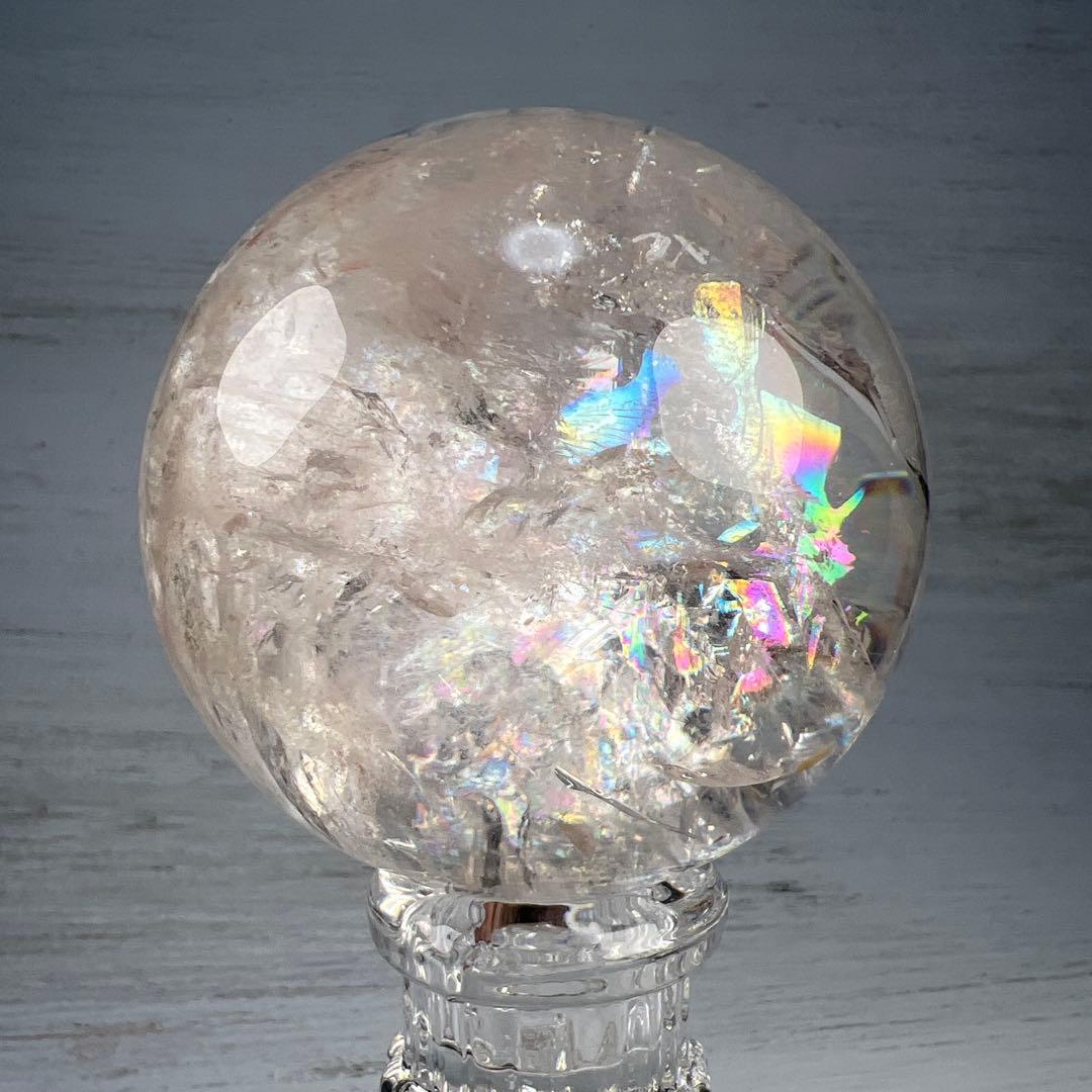 天然石　ピンクアゼツライト　スフィア　台座付き　76ミリ