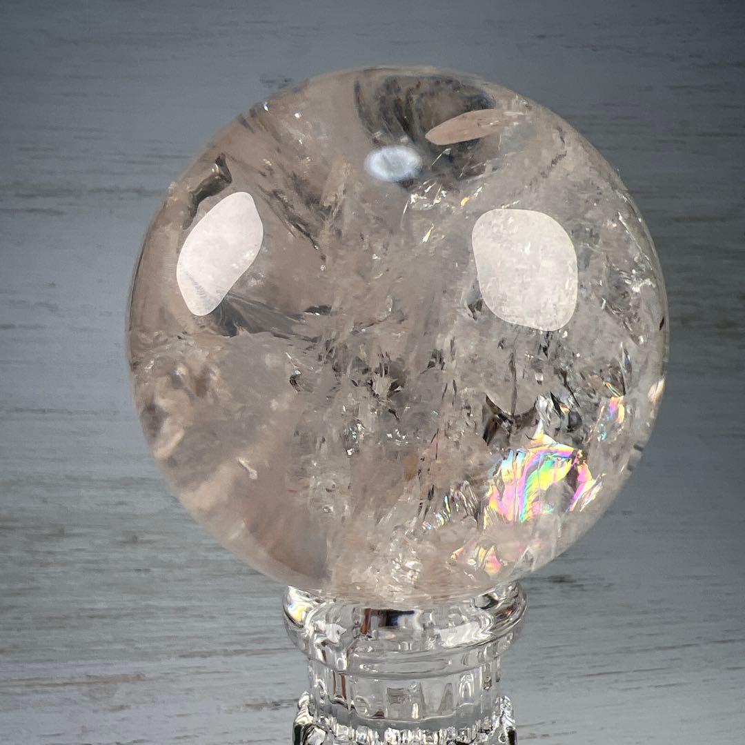 天然石　ピンクアゼツライト　スフィア　台座付き　76ミリ