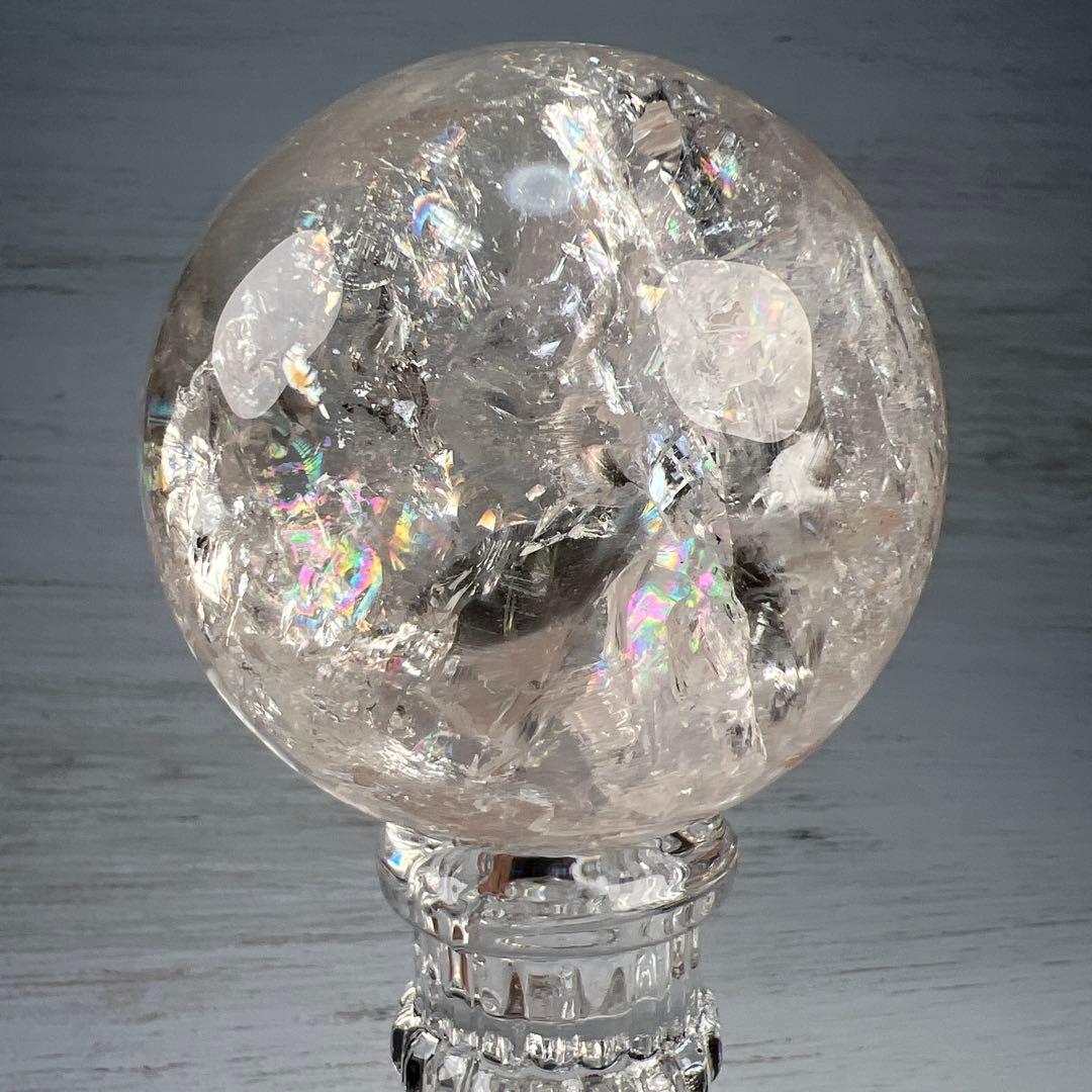 天然石　ピンクアゼツライト　スフィア　台座付き　76ミリ