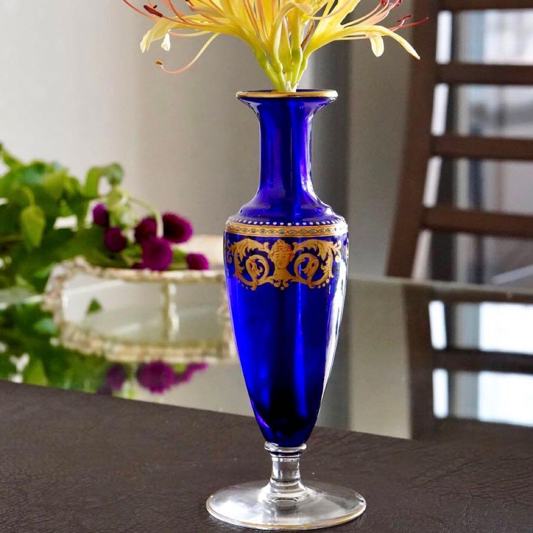 極希少★オールドバカラBACCARAT★24金彩＆エナメル彩装飾 花瓶★一輪挿し