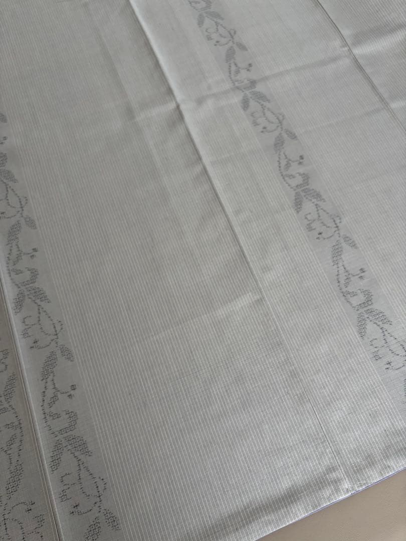 奥順 証紙 はたおり娘 結城紬 ライトグレー 亀甲絣 更紗 80亀甲 極美品