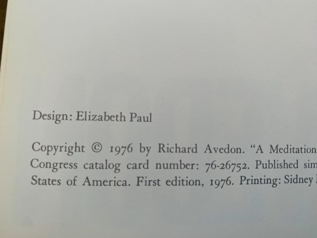 リチャード・アヴェドン「Portraits 」1976年　直筆サイン入り