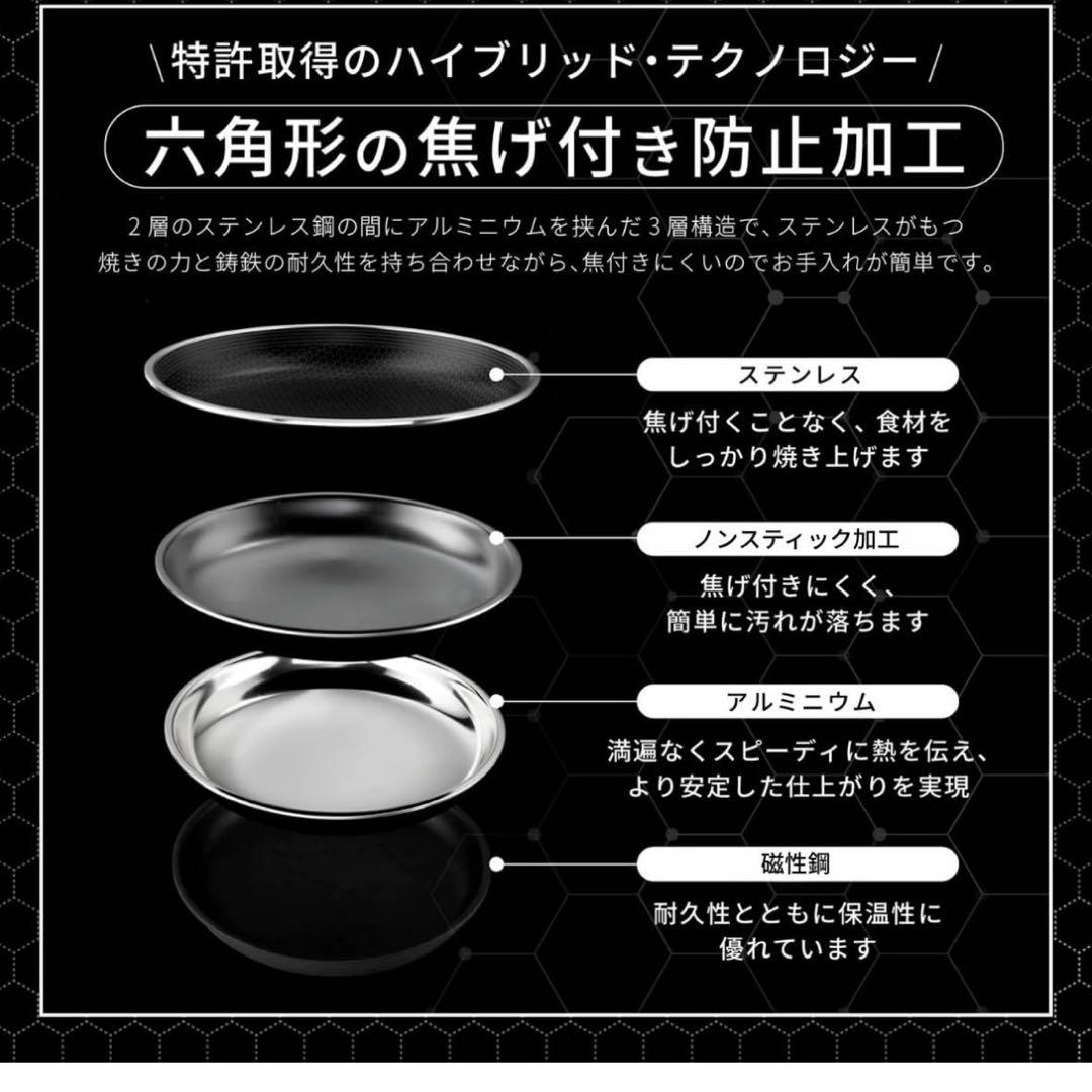 HexCladハイブリッドノンスティック 【30cm】 [焦げ付き防止加工]