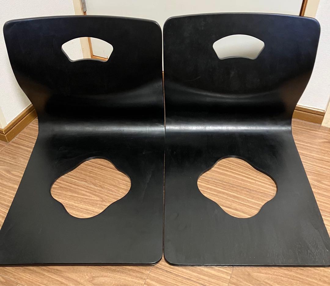 【美品】弘益 座椅子 ブラック 4点セット 座布団付き 旅館 ①