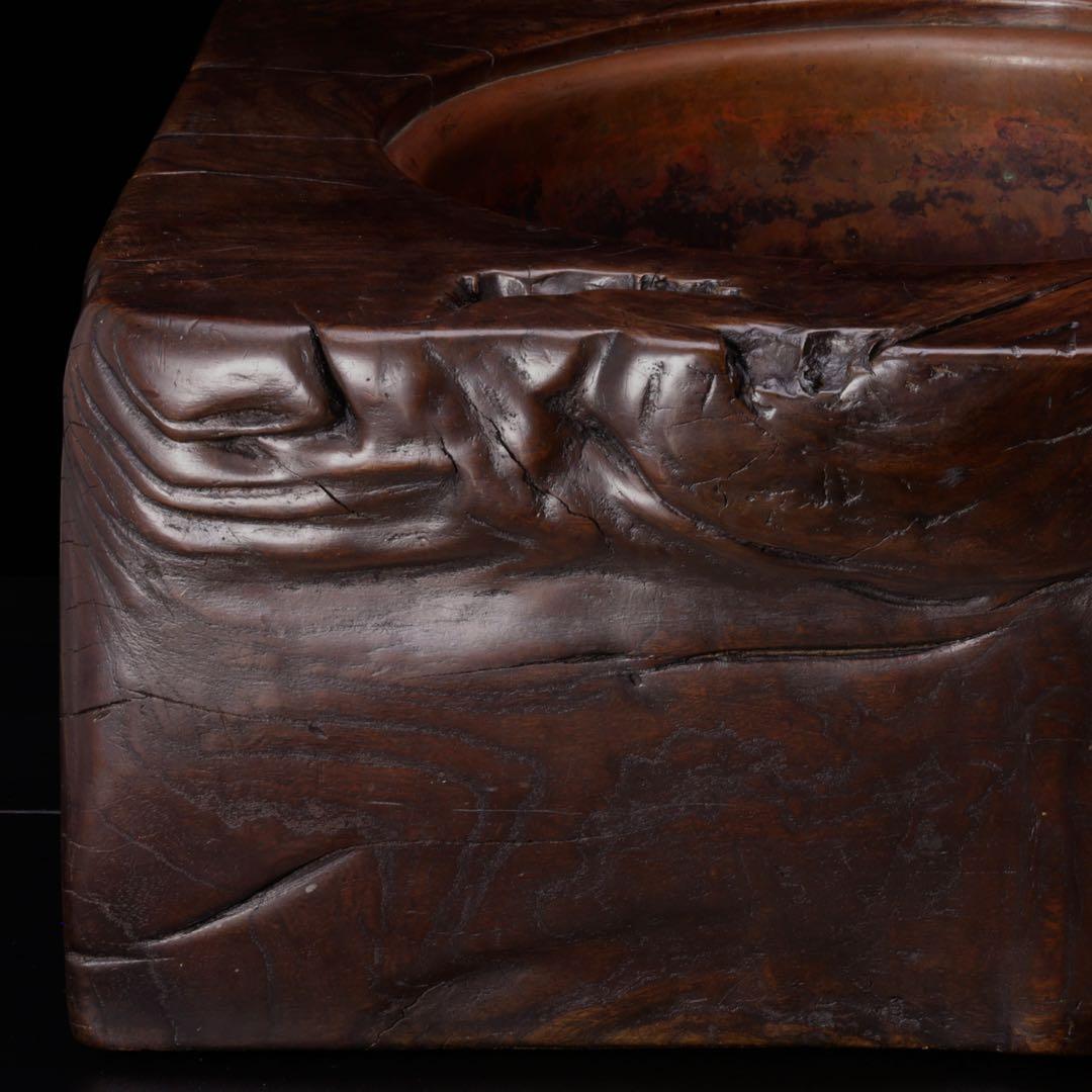 時代物 天然木 刳貫 火鉢 瓶掛 特大 幅62㎝ 銘木 木製火鉢 囲炉裏 茶道具