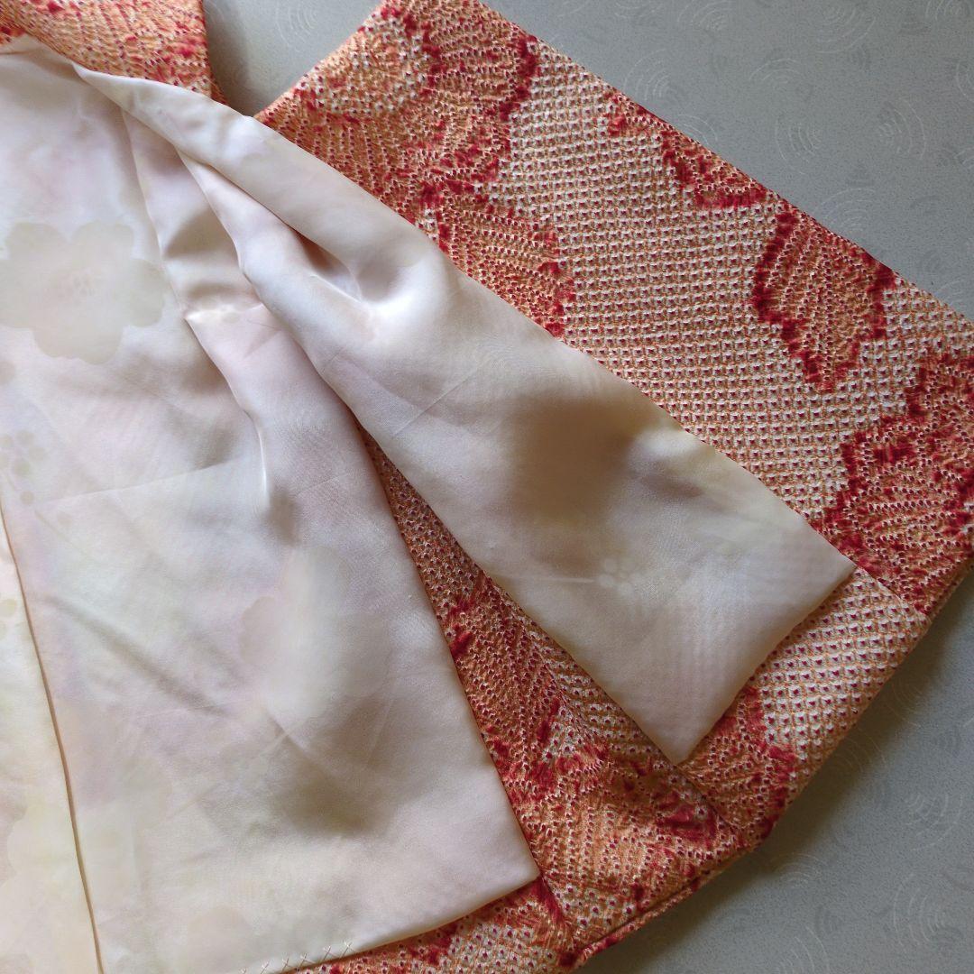 七五三３歳正絹総絞りの被布（薄いオレンジ色）中綿無し