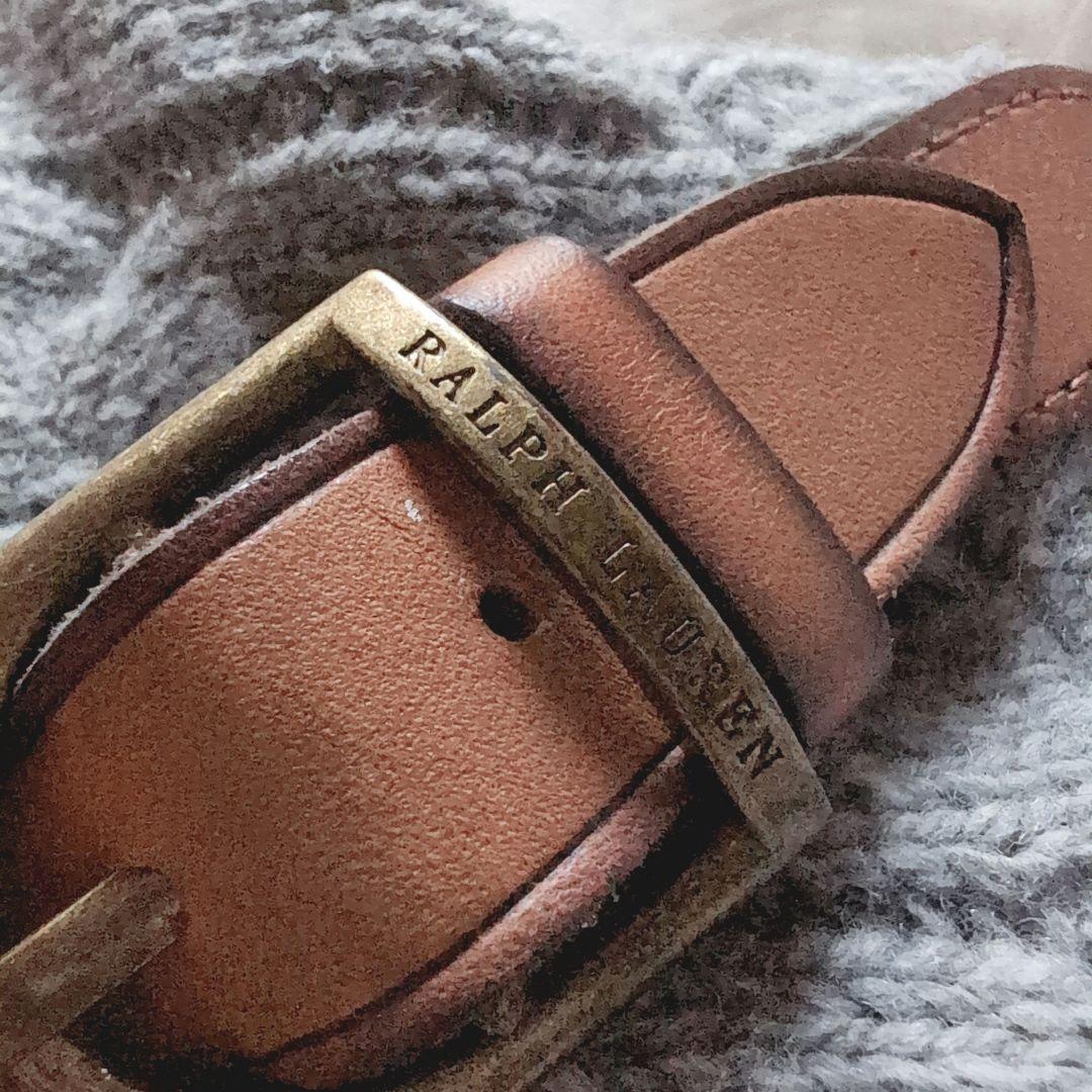 美品✨ポロ ラルフローレン 現行タグ ニットポンチョ カシミア ケーブル 牛革