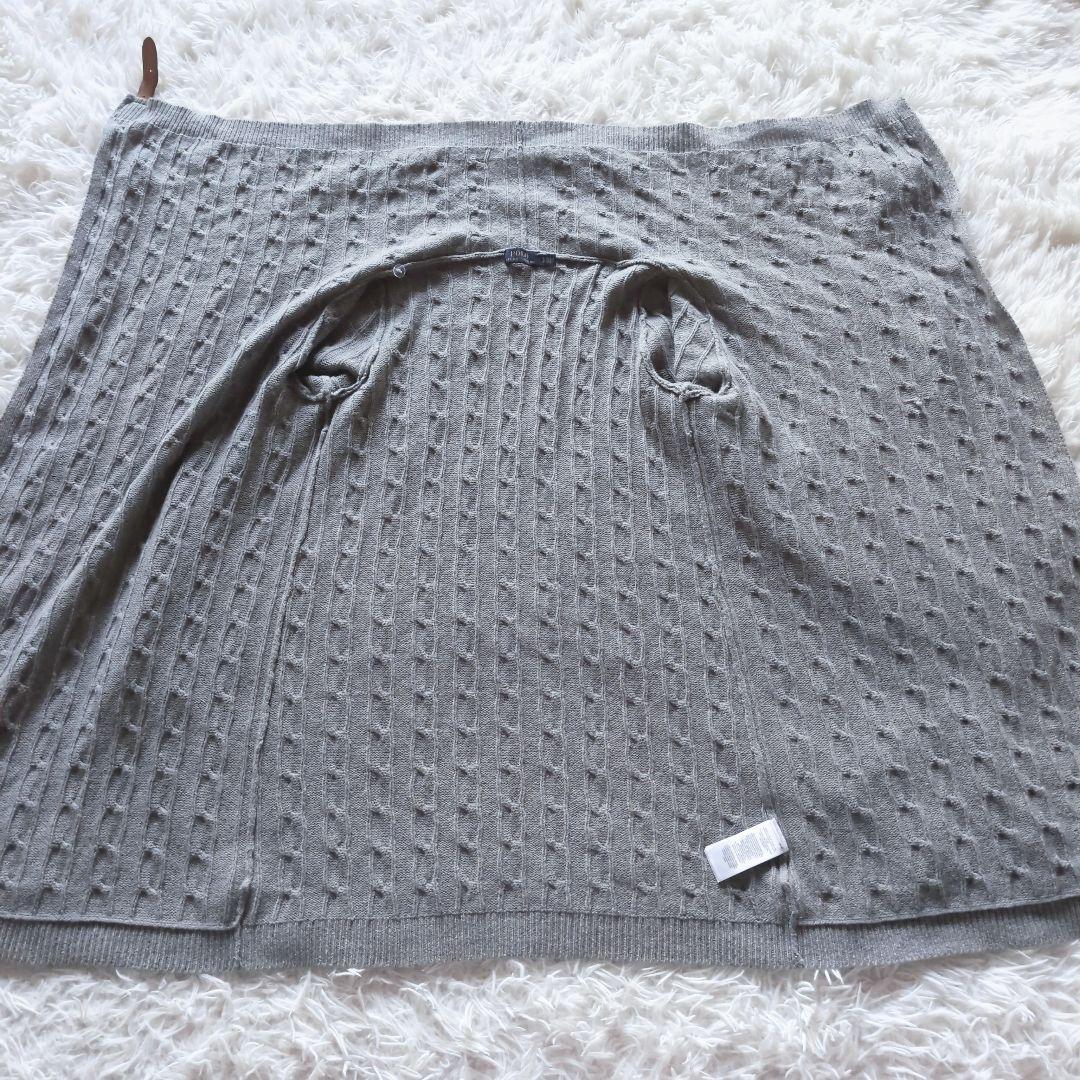 美品✨ポロ ラルフローレン 現行タグ ニットポンチョ カシミア ケーブル 牛革