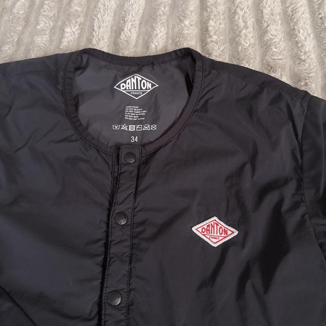 DANTON ノーカラーインサレーションジャケット ブラック34