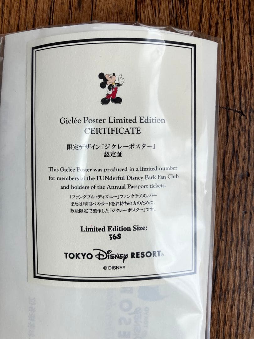 ディズニー 限定ジクレー ポスター 368部
