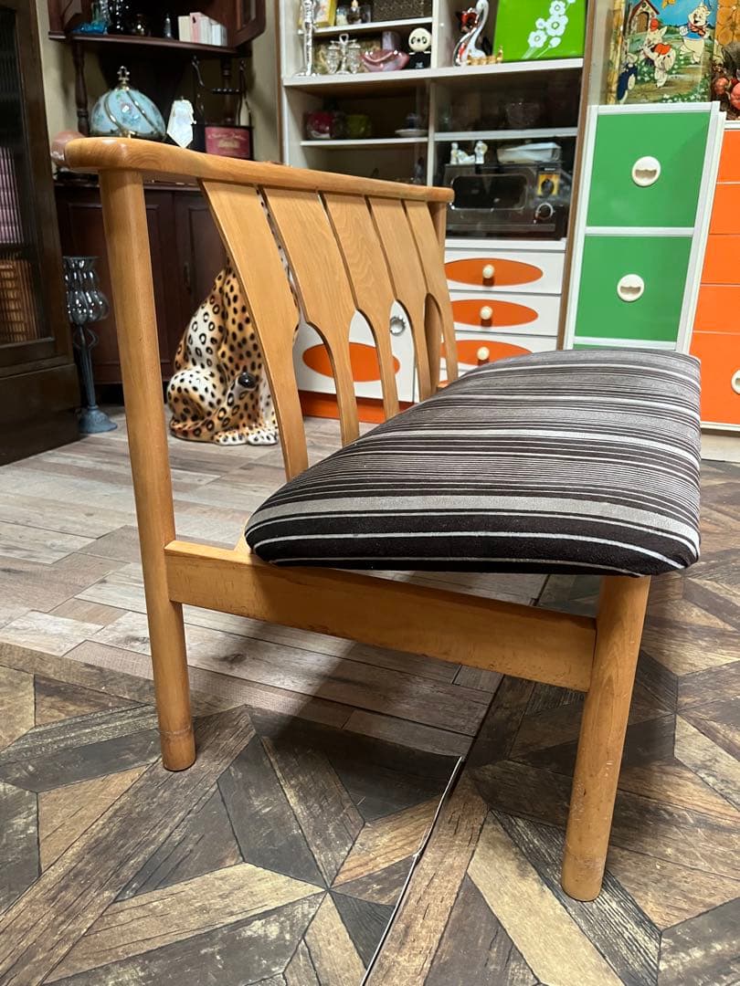 長椅子 ベンチ ソファ 昭和レトロ 当時物 インテリア アンティーク ストライプ
