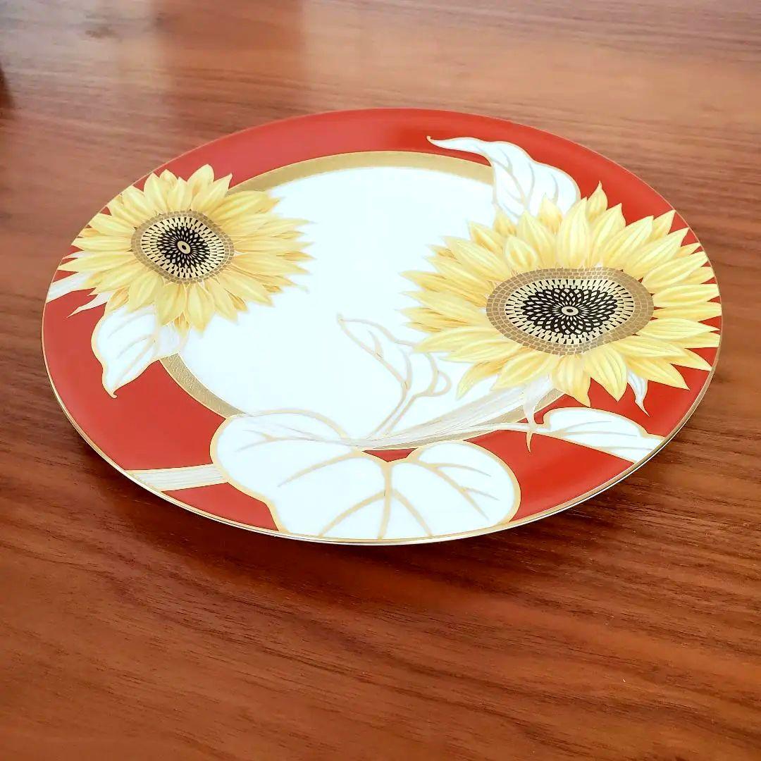 【新品未使用品】香蘭社　ひまわり　ディナー皿　大皿　プレート皿　金彩