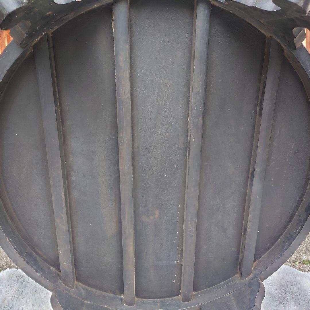 送料込　円卓　鯉　木彫り　アンティーク家具　直径120cm