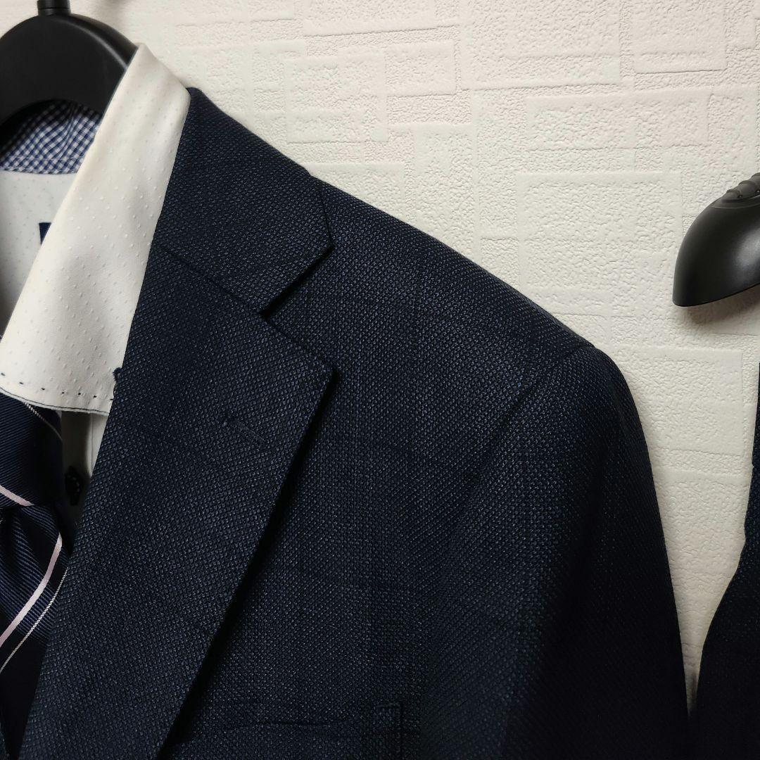 オリヒカ　メンズスーツ　スリーピース　セットアップ　濃紺ブルー　チェック