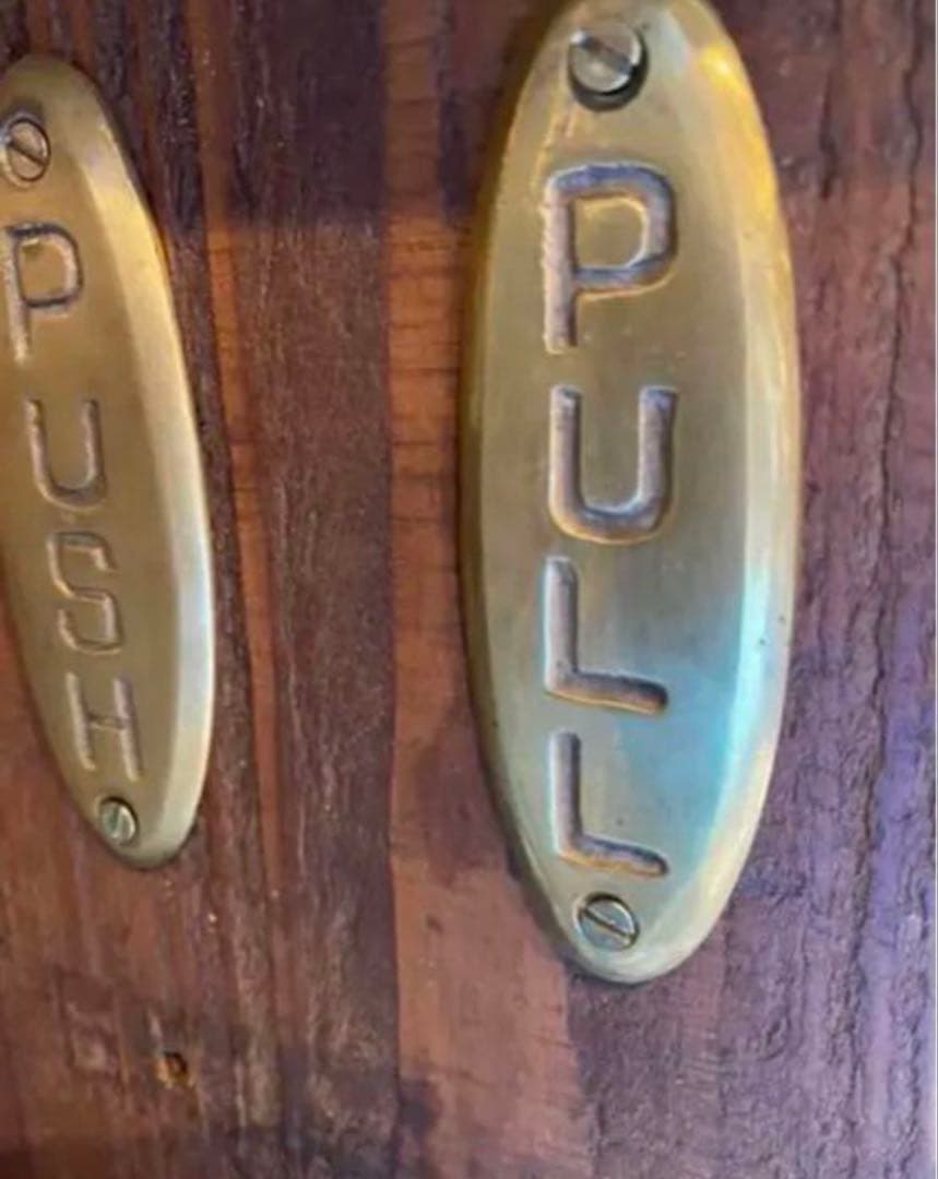 残わずか　 ドアプレート　プル　プッシュ　押す引く　真鍮　PULL PUSH