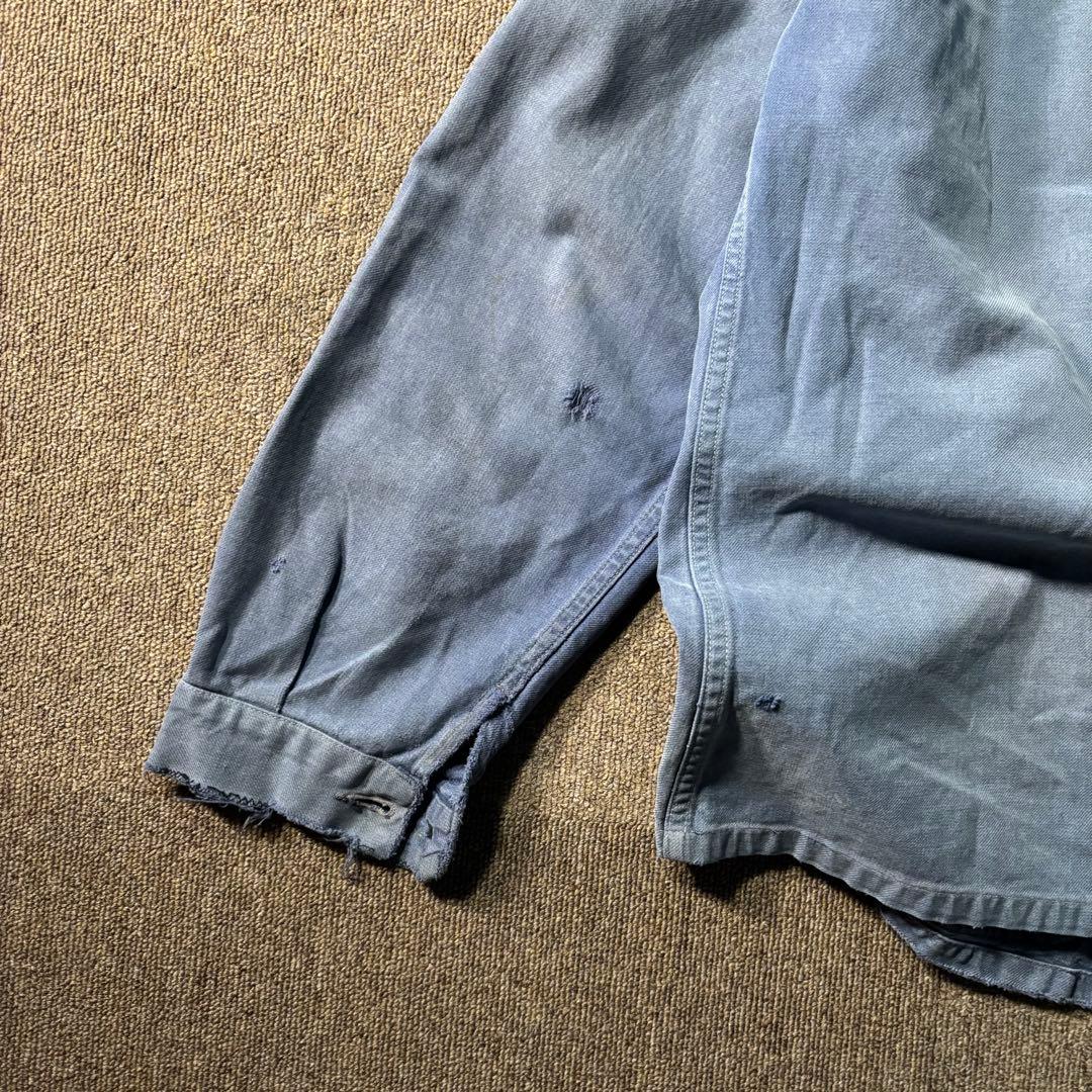ユーロヴィンテージ ワーク エンジニアジャケット 鬼フェード ダメージ ナス紺
