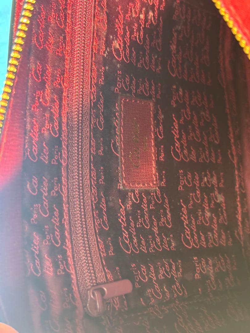 Cartier レザー クラッチバッグ レッド 箱付き