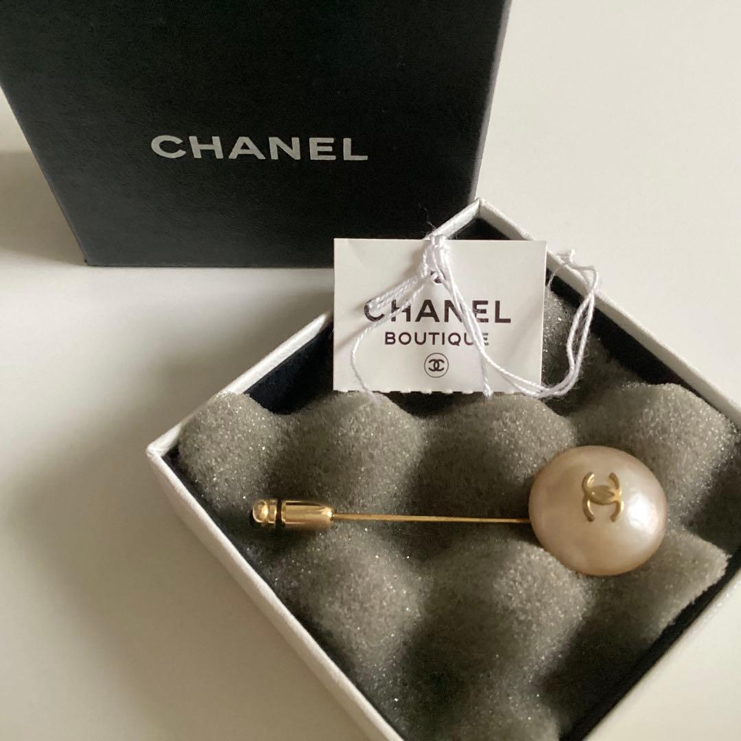 CHANEL ヴィンテージ ピンブローチ フェイクパール ゴールド ココマーク
