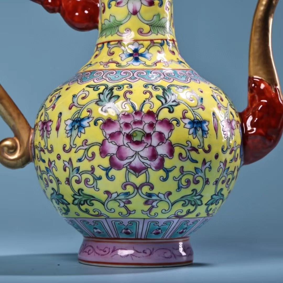 中国古美術・珍蔵珐琅彩と鎏金茶壺・陶磁器・置物・酒道具・純手描き・極細工・箱付