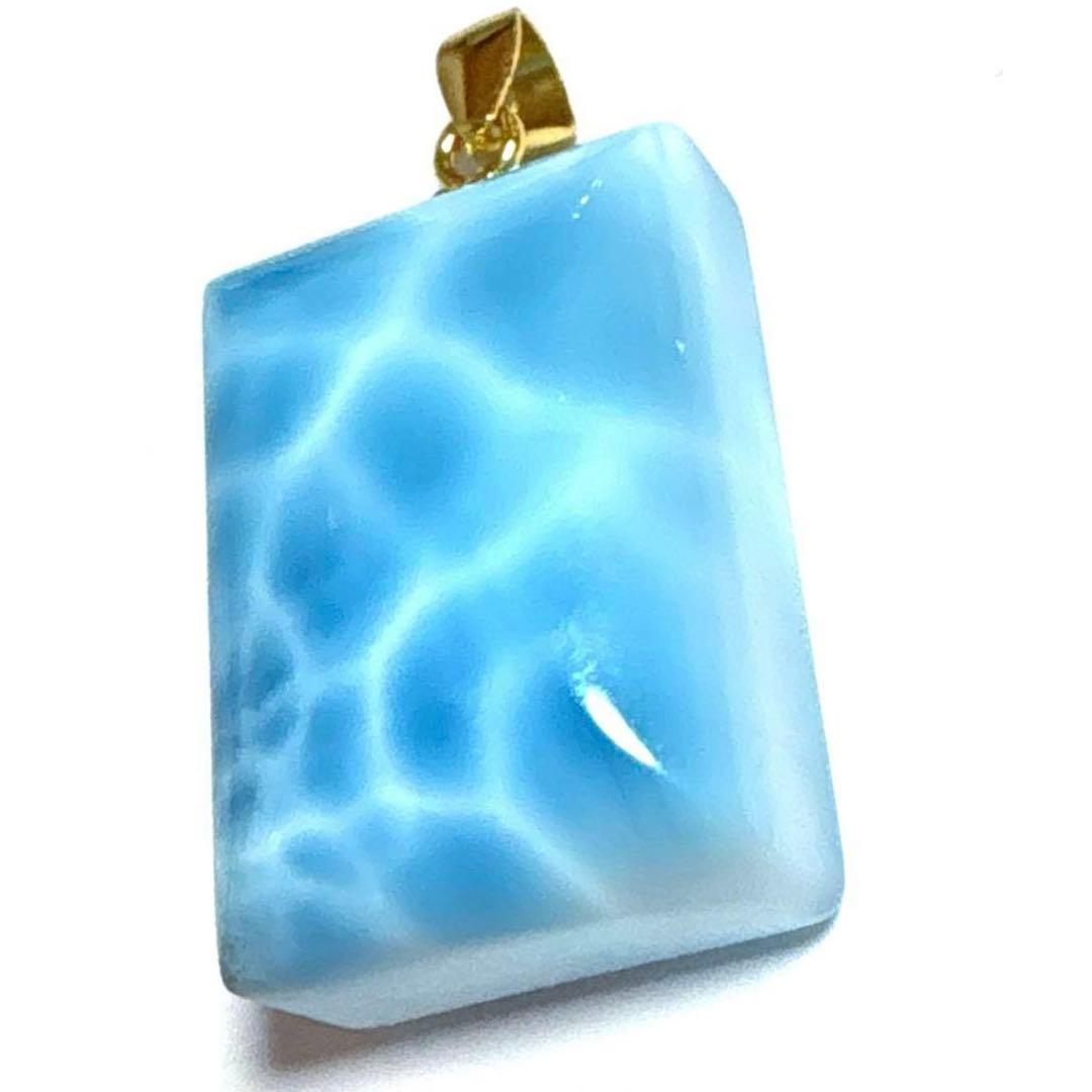 明日以降22,000円　最高品質　天然石　ラリマー　ペンダント　レクタングル