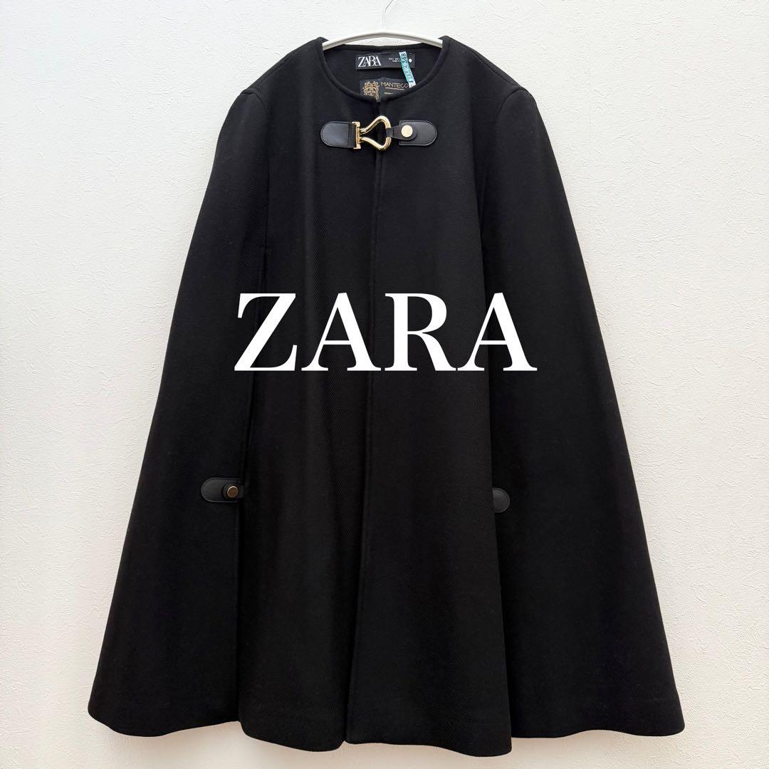 ZARA MANTECOポンチョケープコートゴールド金具即完売ブラック