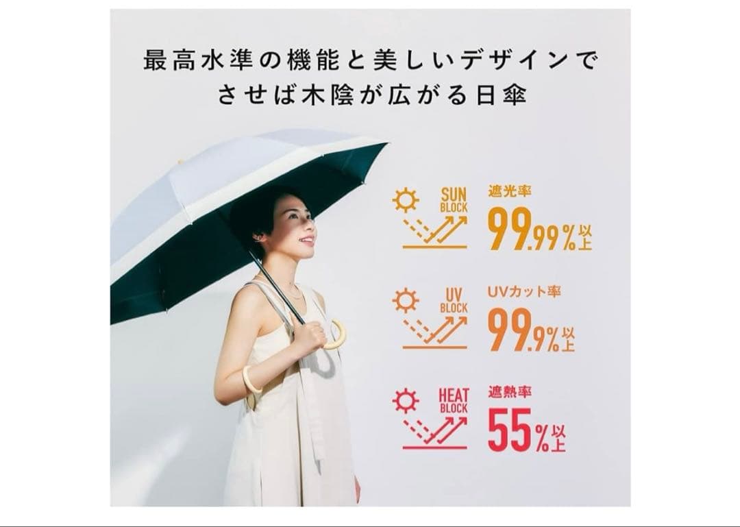 【新品未使用】3段折りたたみ傘COKAGE+ 遮熱遮光 日傘　木手元 50cm