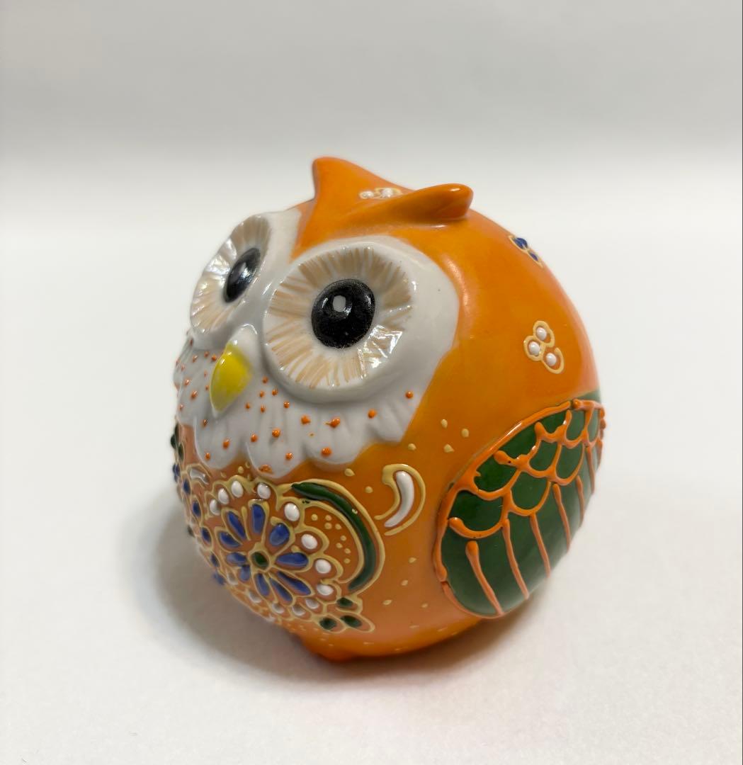 九谷 陶幸 フクロウ 梟 置物 インテリア 陶芸 縁起物 幸福