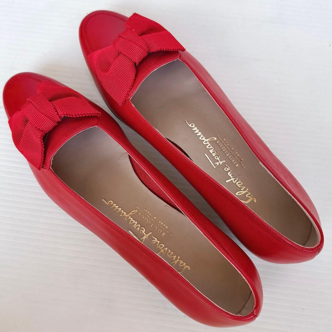 サルヴァトーレフェラガモ　リボン　パンプス　バレリーナ　フラットシューズ　6C