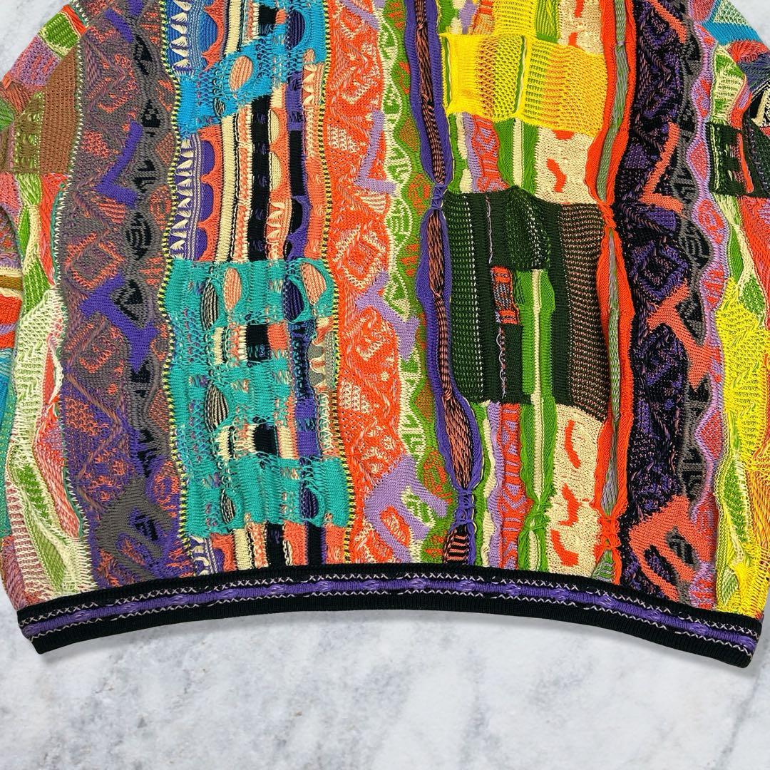 COOGI クージー 3Dニット 縦縞 幾何学模様 マルチカラー L